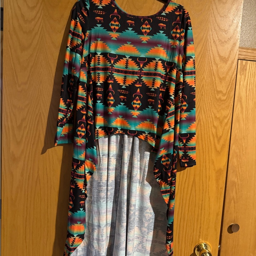 Tribal Print High-Low Dress